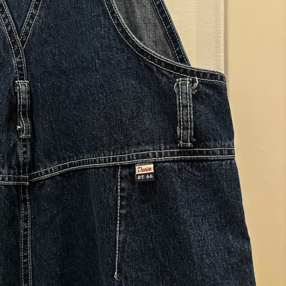 Route 66 Vintage 90's Denim Overall Long Jorts 100% Cotton Dark Wash Size M - Picture 8 of 13